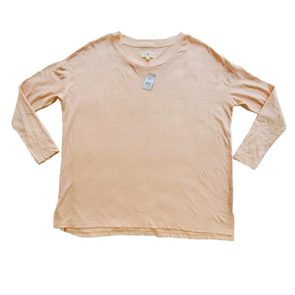 NWT - Lou & Grey Peach 100% Cotton Oversized Drop Shoulder Long Sleeve Tee XS - Picture 3 of 14